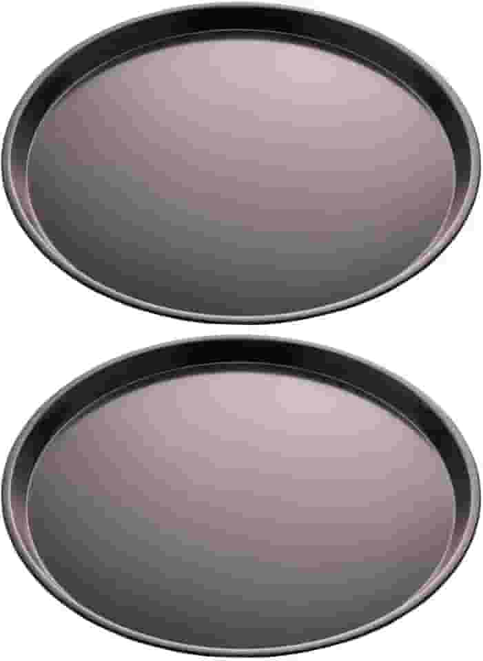 Kit 2 Assadeiras Antiaderentes Formas de Pizza 36cm Preta Redondas Aço Carbono Lyor