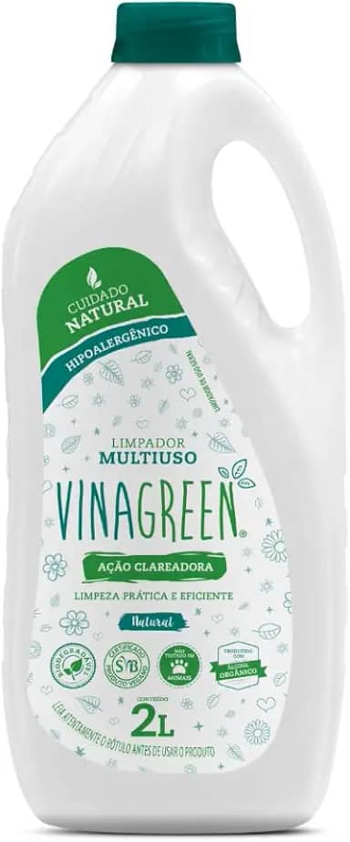 Limpador Multiuso 2L Hipoalergênico Fórmula Com Vinagre Desengordurante Clareador Para Cozinha Banheiro Pisos Azulejos Elimina Mau Cheiro Fungos (Natural)