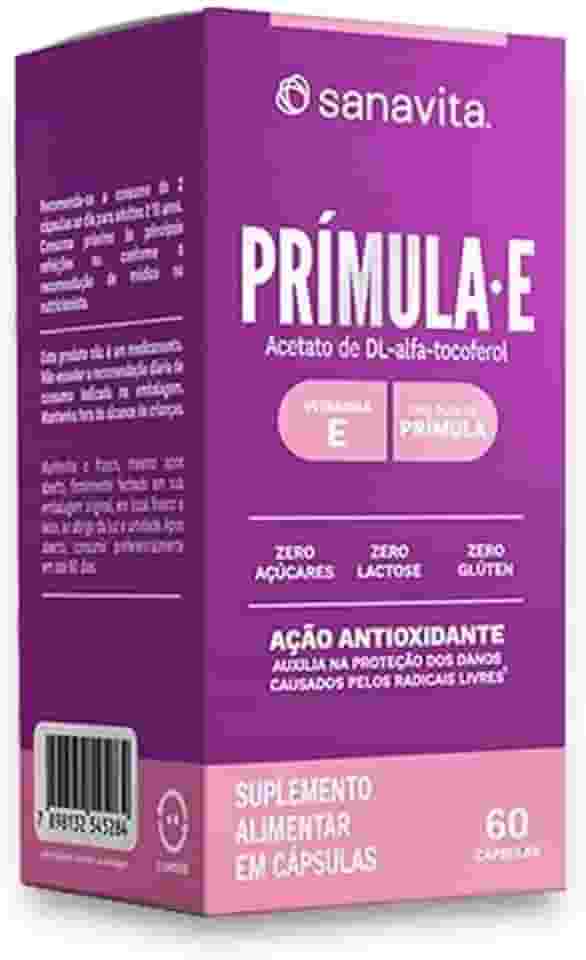 Sanavita - Prímula E - Suplemento com Vitamina E e Óleo de Prímula - 60 Cápsulas