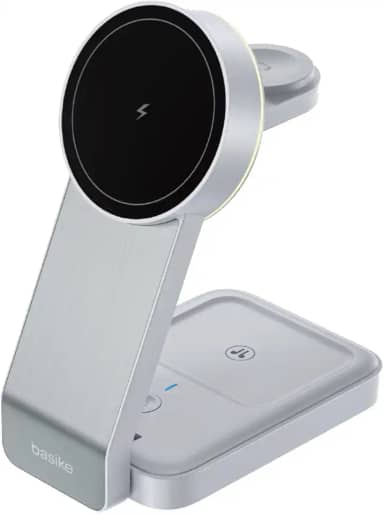 Carregador Sem Fio 3 em 1 15W Dobrável Rápido, Estação Indução Wireless, Compatível com iPhone, iWatch e AirPods, BA-WXC149-preto (branco)