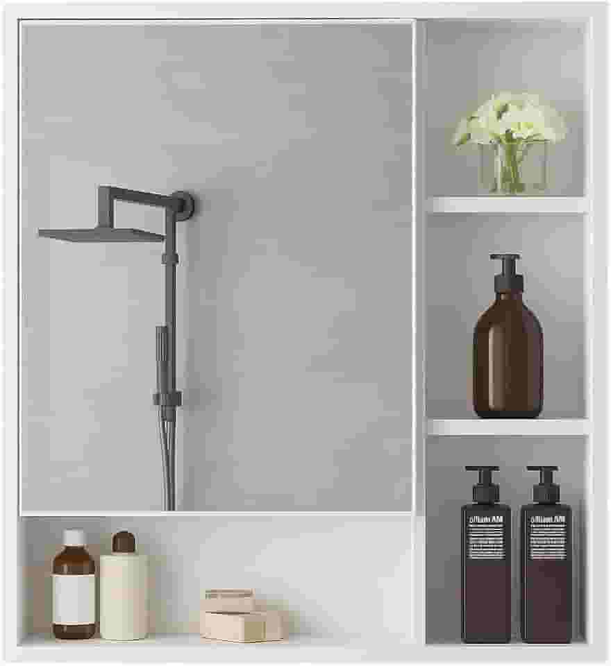 Armário Banheiro De Parede 1 Porta Com Espelho Selene Casa JD (Branco)