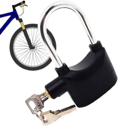 Cadeado Antifurto Para Moto Bike Portão Comércio com Alarme 110dB à Prova d’Água – Chave Tetra, Corpo Endurecido, Sensor de Movimento, Anti-Broca, Resistente ao Tempo - Cadeado Forte e Durável