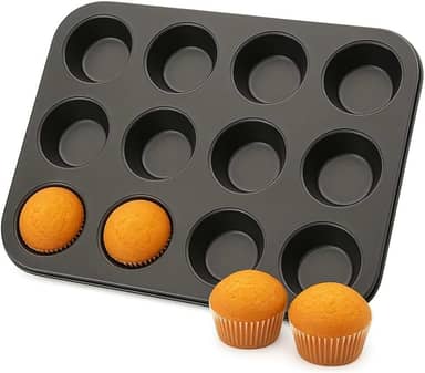 Assadeira Antiaderente para Cupcake / Muffin – Forma 12 Cavidades, Alumínio com Revestimento Antiaderente, Fácil Desenformar e Limpeza, Ideal para Bolos, Muffins e Receitas Caseiras