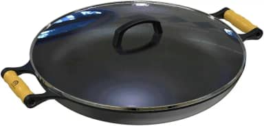 Frigideira Paella de Ferro Fundido Alça Madeira TV 40cm