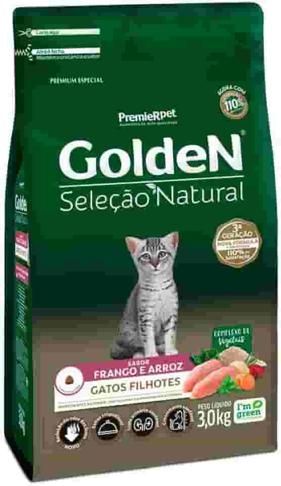 Premier Pet Ração Golden Seleção Natural para Gatos Filhotes Sabor Frango e Arroz, 3kg