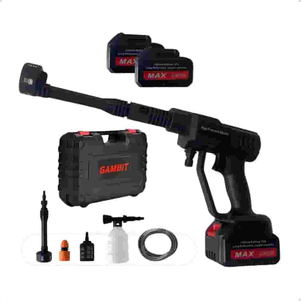 Lavadora de Alta Pressão Portátil Gambit, 21V, com 2 Baterias Recarregáveis, Kit de Acessórios e Maleta
