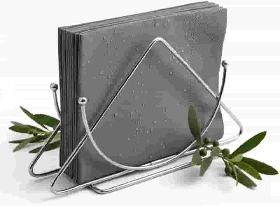 Suporte E Porta Guardanapo de Mesa Inox Triangular de Metal, com Design Moderno e Geométrico para Guardanapos, Ideal para Decoração Elegante de Cozinha, Sala de Jantar e Restaurante