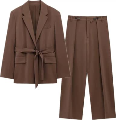 Conjunto de terno feminino da moda britânica, conjunto de calças casuais com decoração minimalista de botões, calças blazers femininas