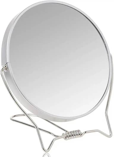 Espelho de Mesa com Um Lado de Aumento – Dupla Face, Portátil e Giratório – Ideal para Maquiagem, Barba, Cuidados com a Pele e Uso Diário