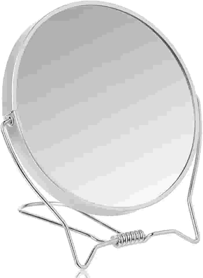 Espelho de Mesa com Um Lado de Aumento – Dupla Face, Portátil e Giratório – Ideal para Maquiagem, Barba, Cuidados com a Pele e Uso Diário