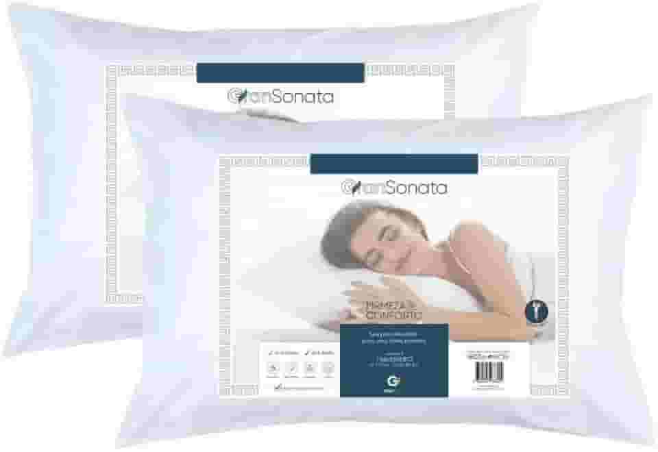 Kit 2 Travesseiros Anti Ácaro, Anti Mofo, Antialérgico, Lavável, 50x70cm, Fibra Mista Siliconada, Macio