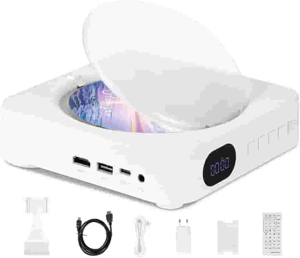 100-240V, CD Player, DVD Player, CD Player Portatil, DVD Player HDMI, Leitor de CD E DVD Externo, Leitor de CD/DVD Multifuncional, Suporta Saída HDMI HD 1080P, Alto-Falantes Integrados