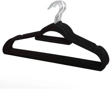 Kit 20 Cabides De Veludo Ultrafinos Antideslizante Slim Preto