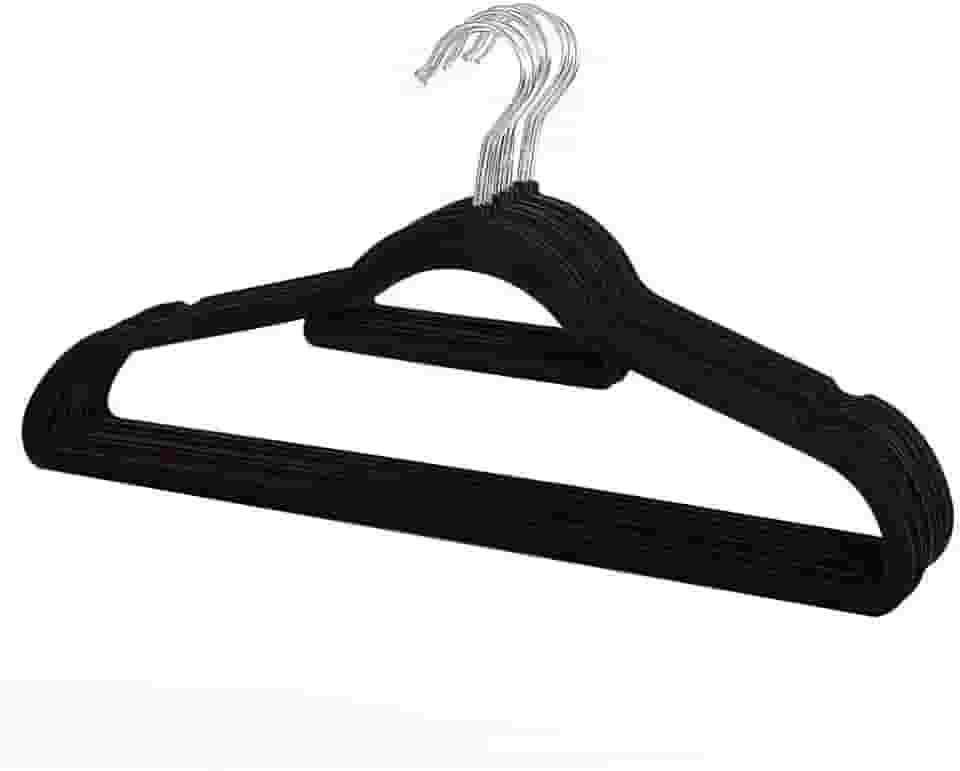 Kit 20 Cabides De Veludo Ultrafinos Antideslizante Slim Preto