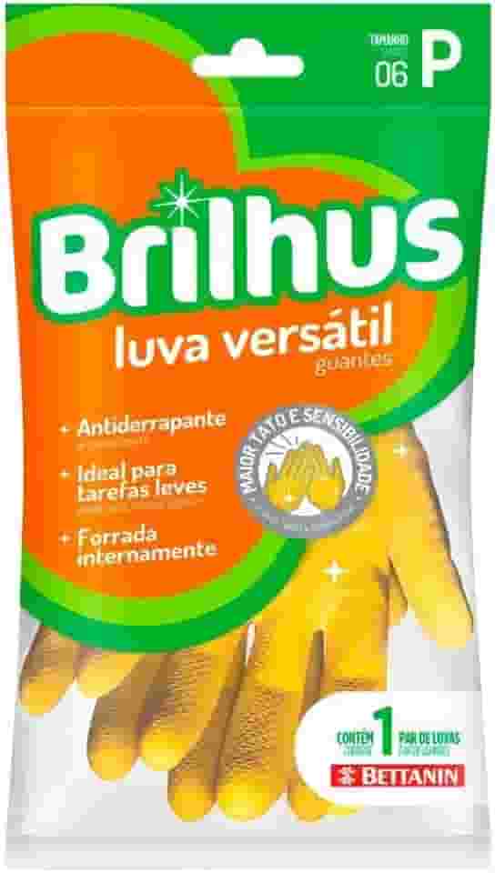Brilhus - Luva de Látex Versátil, Tamanho P, Cor Amarela, Bettanin