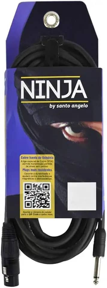CABO DE MICROFONE NINJA HG 0,20 MM CONECTOR P10/XLR FEMEA 10FT 3,05 METROS PRETO - SANTO ANGELO