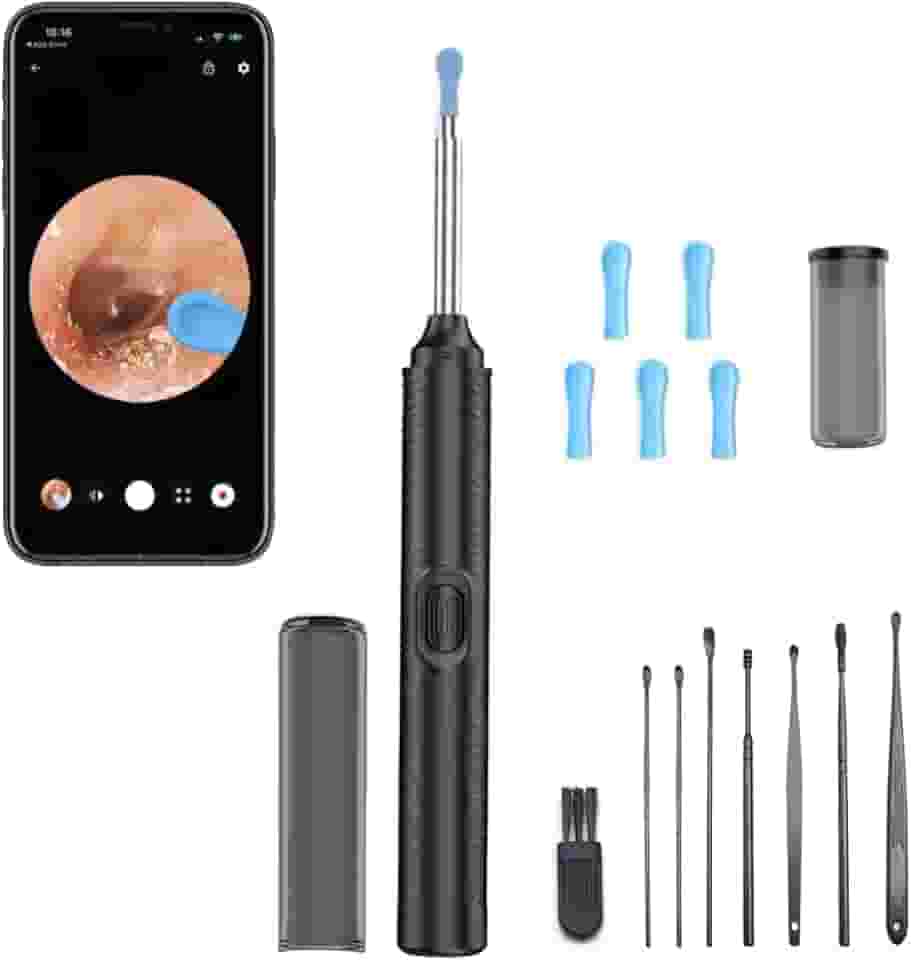 Kit de Limpeza de Ouvido Digital com Câmera HD, 6 Ponteiras de Silicone, Ferramentas de Remoção