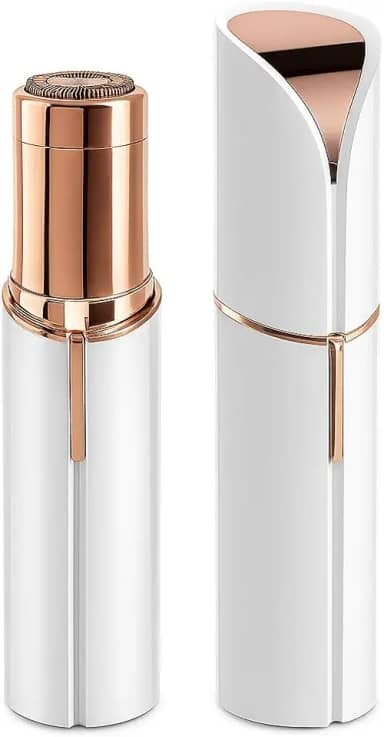Depilador Facial Feminino Portátil, Recarregável USB, Removedor de Pelos para Rosto, Design Elegante em Branco e Rosé Gold