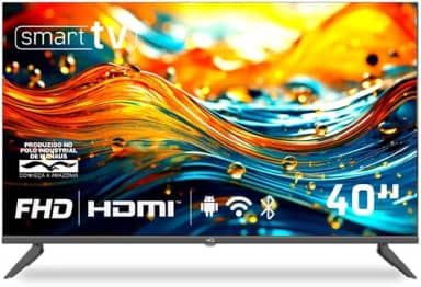 Smart TV HQ 40' Full HD tela sem bordas Android 12 design Slim HQS40NKHM