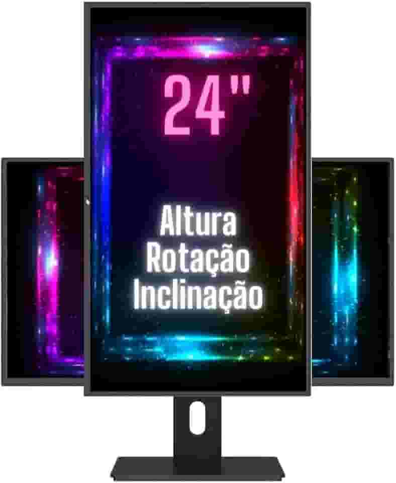 Monitor 24" LED Ergonômico Ajuste de altura, rotação vertical, rotação horizontal, inclinação, Widescreen, 2ms, 75Hz, Full HD, HDMI, 3green Pro 243G