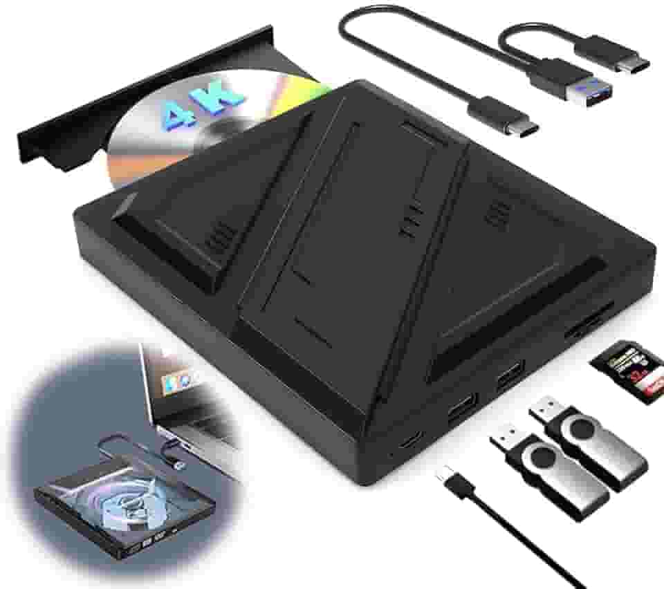 Leitor de CD e DVD Externo para Notebook, Genérico, USB 3.0, Laranja
