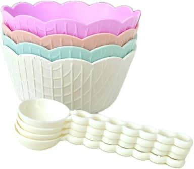 Kit 8 Potes Bowl Plástico Sorvete Sobremesas C/Colher