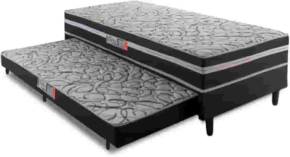 Cama Box Solteiro com Cama Auxiliar Aspen 88x188x41cm Cinza/preto