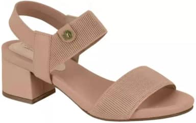 SANDÁLIA FEMININA MODARE 7187.100 PALMILHA ANATÔMICA SALTO BLOCO 6 CM Cor:Nude;Tamanho:35