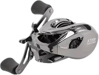 Carretilha de Pesca AT200 para Destros, Design Ergonômico, Cinza e Preto