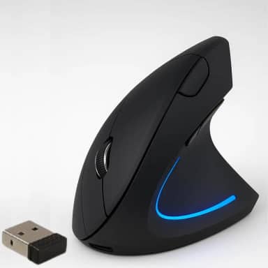 Mouse Vertical Ergonômico Sem Fio Recarregável RGB DPI Ajustável USB 2.4G Compatível com Windows Mac Redução deTensão no Pulso