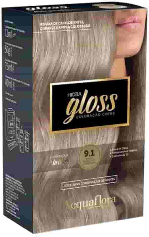 Acquaflora 9.1 Louro Muito Claro Acinzentado Kit Coloracao Hidra Gloss