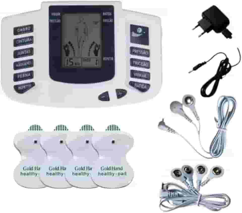 Aparelho Eletroestimulador Choque Dor Muscular Digital Tela LCD Portátil TENS com 8 Modos, Display LCD, controle de intensidade – Fisioterapia e Estimulação Nervosa