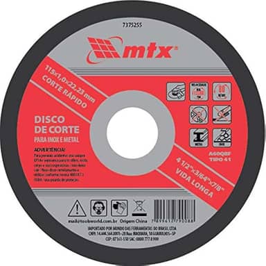 Mtx Disco De Corte Para Inox E Metal 180 X 1 6 X 22Mm