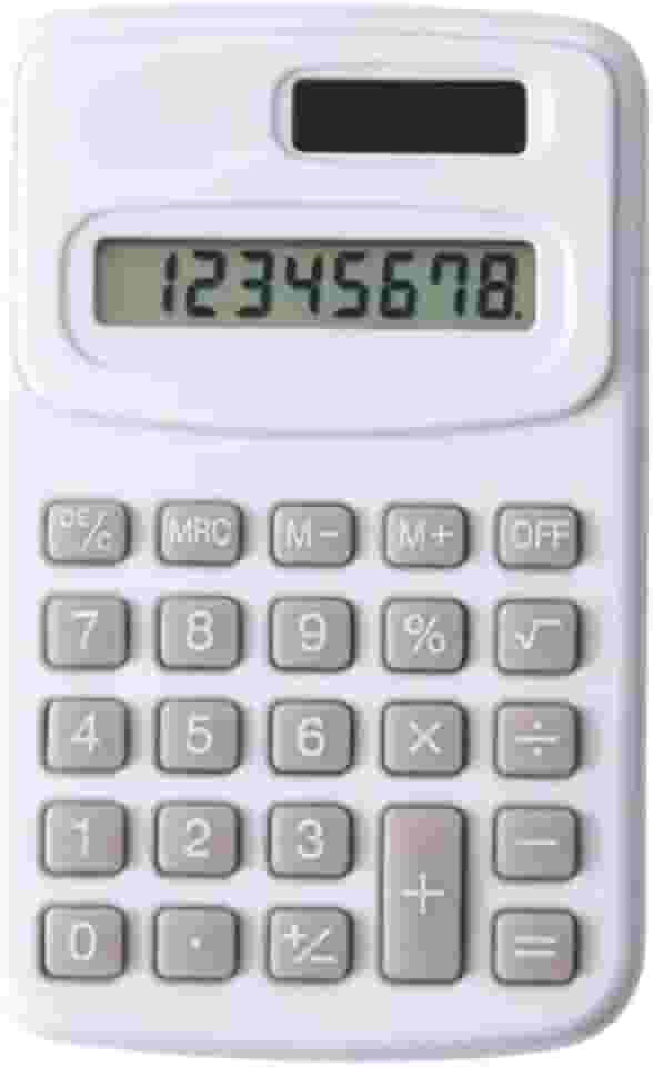 Calculadora Eletrônica de 8 Dígitos com Energia Solar e Bateria – Mini Calculadora Portátil para Escola, Escritório, Contabilidade, Estudos e Uso Diário – Teclas Suaves e Visor Grande (Branca)