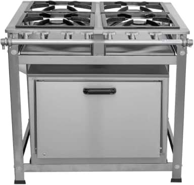 Fogão Industrial 4 Bocas 40x40 Bp P8 em Aço Inox com Forno