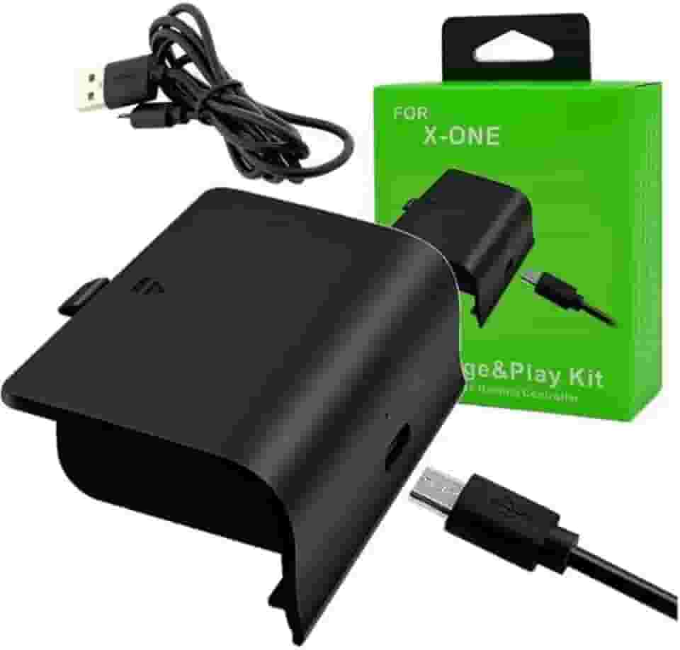 Bateria Recarregável Preta 800mAh + Cabo Carregador USB Compatível com Controle de Xbox One S/X