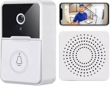Campainha Inteligente com Câmera Wi-Fi Sem Fio e Áudio Bidirecional – Cor Branca