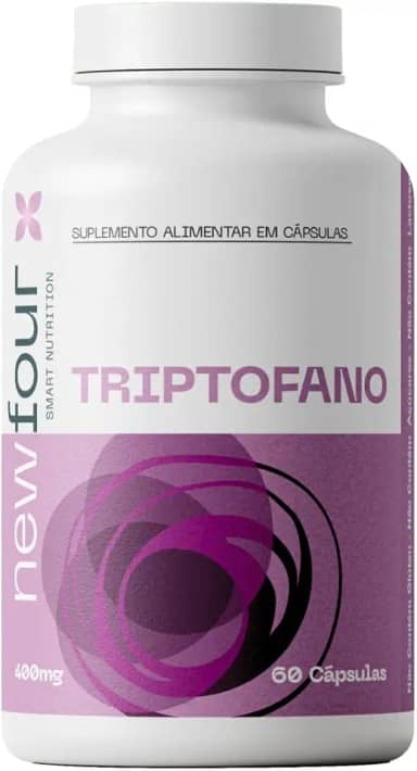 Triptofano 500mg 60 Cápsulas NewFour – Suplemento para Sono, Humor e Ansiedade – L-Triptofano Puro – Sem Glúten, Açúcar e Lactose
