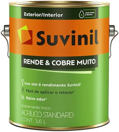 Tinta Suvinil Rende e Cobre Muito Acrilico Standart Branco 3,6L