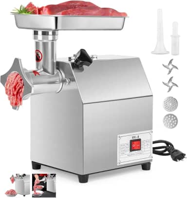 110V/220V Moedor de Carne Eletrico, MáQuina De Moer Carne, Pode Ser Usado Para Picar Carne, Vegetais E Linguiças, 500W, Aço Inoxidável