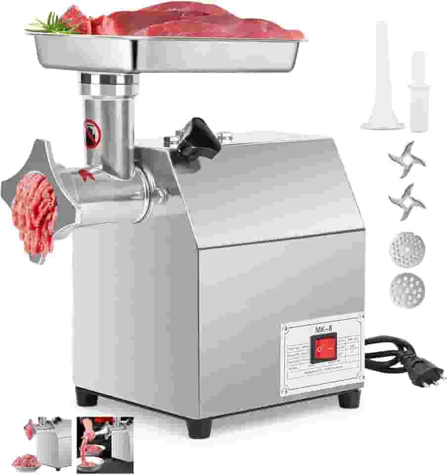 110V/220V Moedor de Carne Eletrico, MáQuina De Moer Carne, Pode Ser Usado Para Picar Carne, Vegetais E Linguiças, 500W, Aço Inoxidável