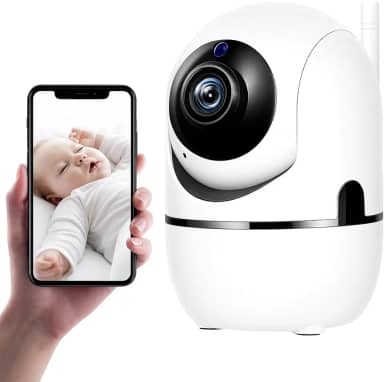 Câmera Babá Eletrônica Giratória 1080p Full HD Wifi Sem Fio Visão Noturna Microfone