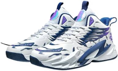 Bolognifi Botas de basquete antiderrapantes com sola de borracha de cano alto masculino para treinamento ao ar livre tênis de corrida(Purple,35 BR)