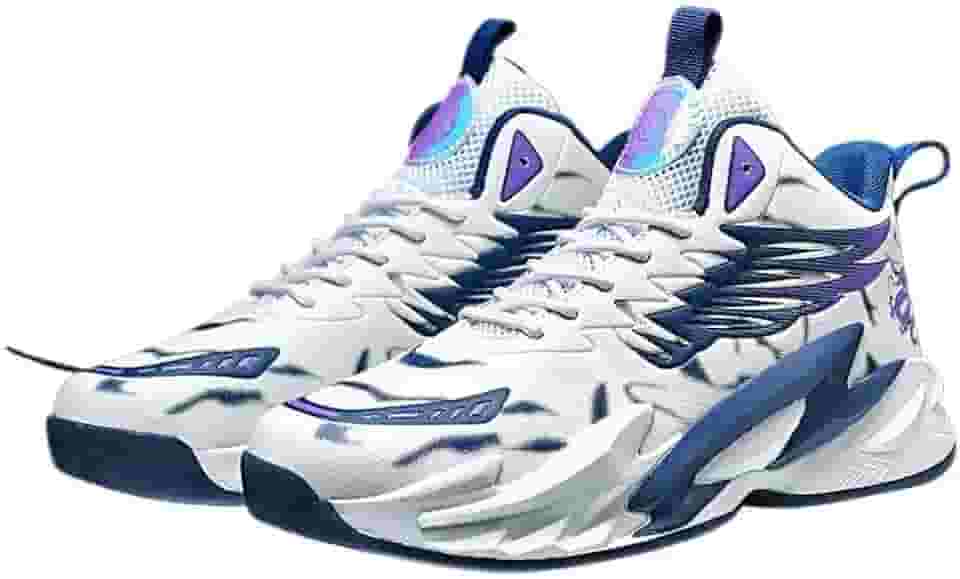 Bolognifi Botas de basquete antiderrapantes com sola de borracha de cano alto masculino para treinamento ao ar livre tênis de corrida(Purple,35 BR)