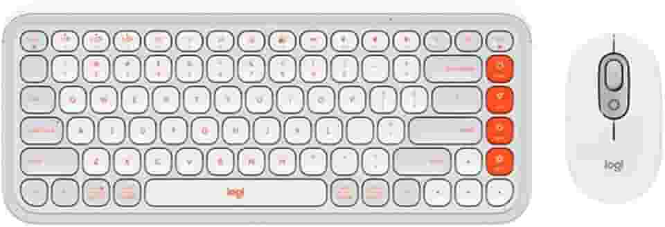 Combo Teclado e Mouse sem fio Logitech POP Icon com Teclas e Botões Personalizáveis, Clique Silencioso, Easy-Switch para até 3 dispositivos e Conexão Bluetooth - Branco