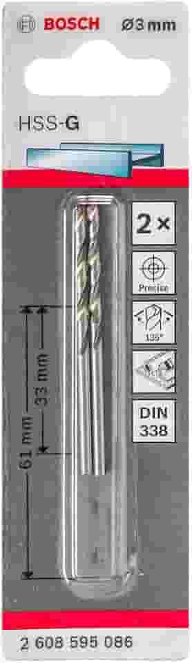 Bosch Brocas para Metal Aço Rápido HSS-G 3,0mm