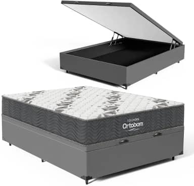 Cama Box Baú com Colchão de Espuma D33 Ortobom Airtech 100 (Casal)