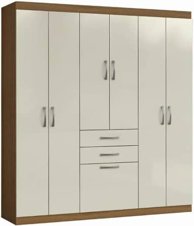 Guarda Roupas Casal 7 Portas 2 Gavetas Lisboa Aramóveis (MADEIRADO/AREIA)