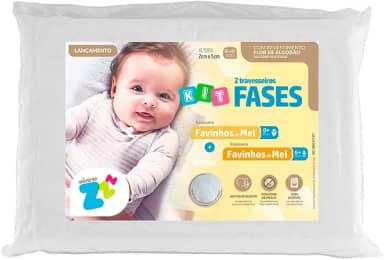 Kit 2 peças - Travesseiro para Bebê Favinhos de Mel recém nascido 0+ altura 2cm + Travesseiro para Bebê Favinhos de Mel 6+ altura 5cm - P/fronhas 30x40cm - Fibrasca