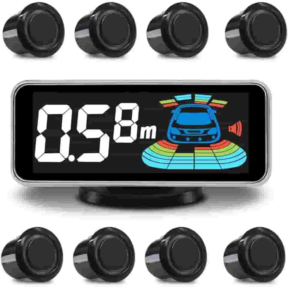 Sistema de Radar de Backup Carro Auto Veículo Reverso com 8 Sensores de Estacionamento Kit Detecção de Distância Display Lcd de Distância Aviso Sonoro ...